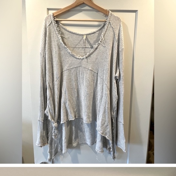 Free People Tops - Boho Free People Women's Gray Waffle Knit Top